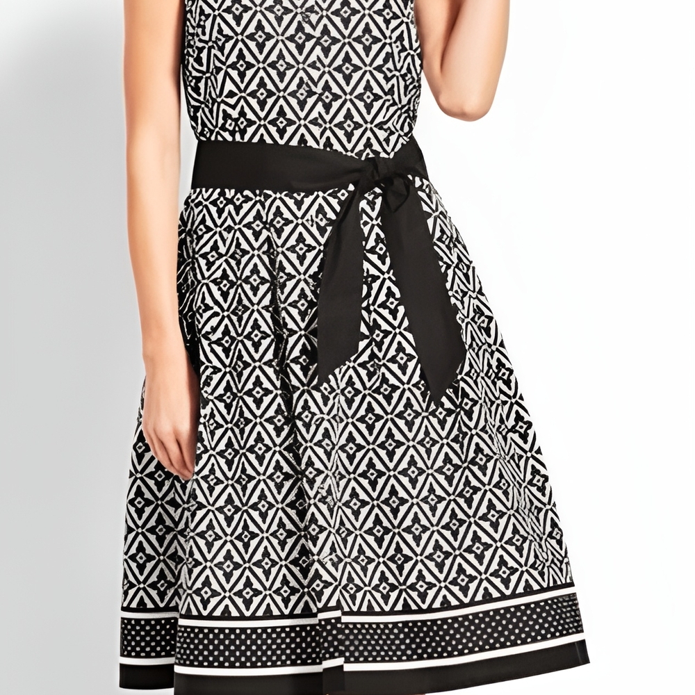 Elegant Black and White Patterned Dress